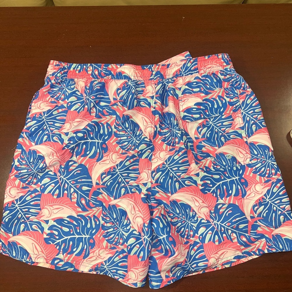 Vineyard Vines Pink and Blue Fish Swim Trunks - Picture 5 of 5